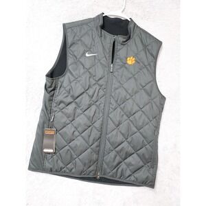 NEW Clemson Tigers Jacket Mens Large Nike Vest NCAA Quilted Reversible Full Zip